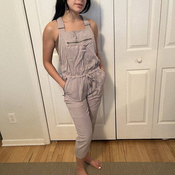 Aritzia Wilfred Free Valletta Gray Beige Overalls Cropped Jumpsuit Sz XS - Picture 2 of 6